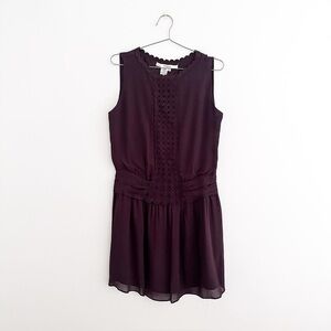 Chocolate Brown Sleeveless Chiffon Lace Dress